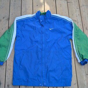 Vintage 90s Nike Colorblock Windbreaker Jacket - Green, Blue & White